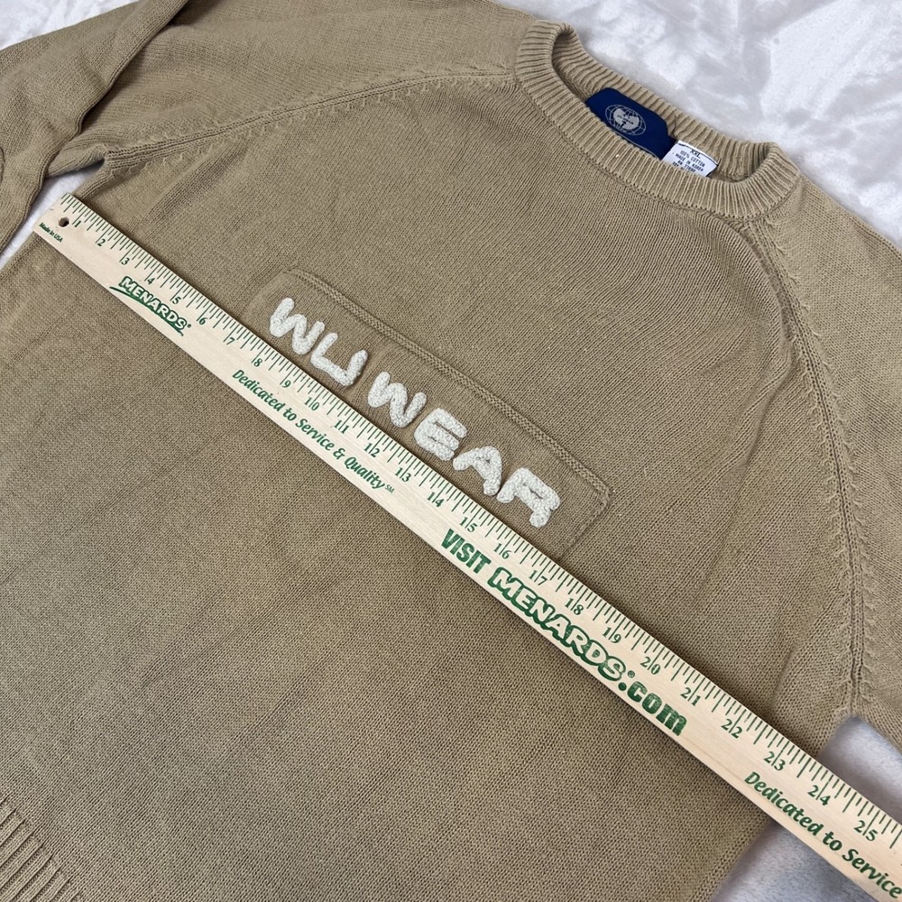 Vintage Wu Wear Sweater Mens XXL Tan Cozy Knit Cotton 90s Normcore Preppy Hiphop - Picture 5 of 8